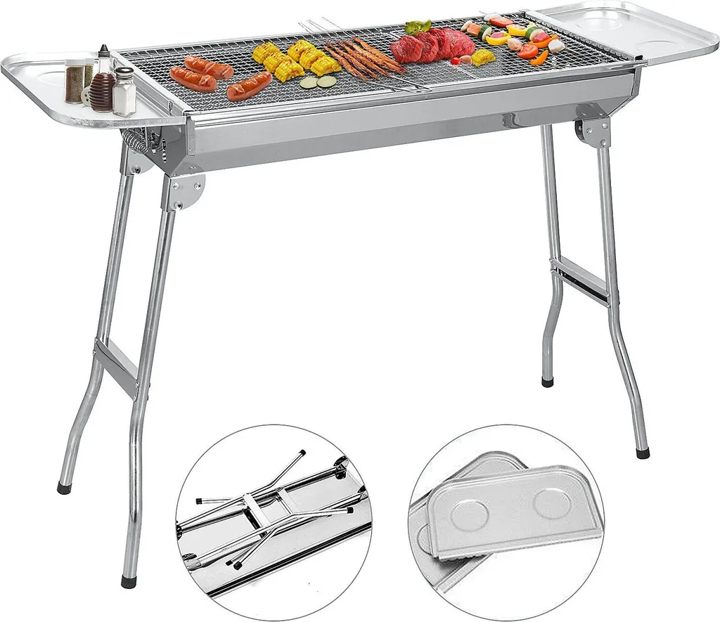 SunJas Holzkohlegrill CA-12, Tragbar, Klappgrill, Mit 2 Stück Grillrost Standgrill, Edelstahl Klappgrill,BBQ Standgrill Tragbar Camping Grill Campinggrill 3 SunJas Holzkohlegrill CA-12, Tragbar, Klappgrill, Mit 2 Stück Grillrost Standgrill, Edelstahl Klappgrill,BBQ Standgrill Tragbar Camping Grill Campinggrill