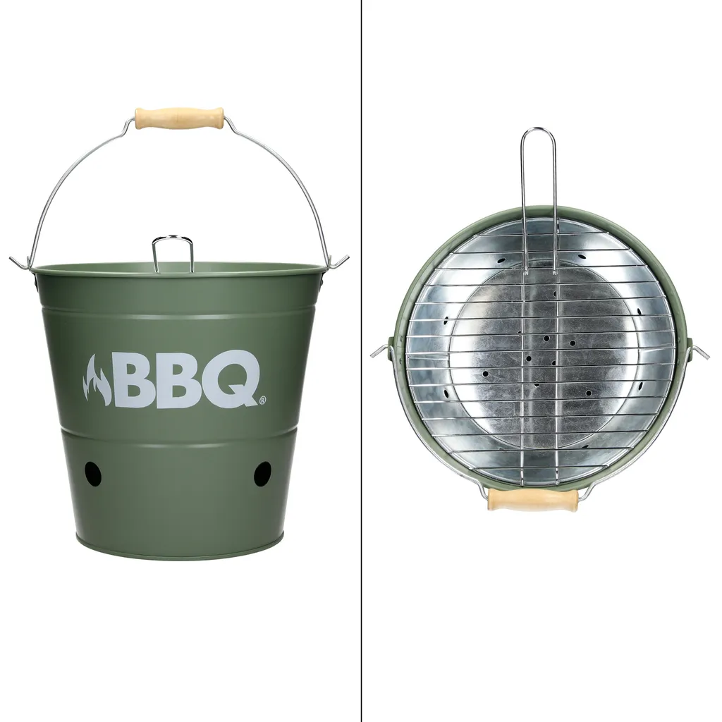 ECD Germany Grilleimer Ø 25cm Mit Grillrost Und Tragegriff, Eimergrill Aus Edelstahl In Matt Grün, Minigrill Mit Belüftung, Campinggrill Holzkohlegrill BBQ Grill Picknickgrill Grillkübel Feuerkübel 4 ECD Germany Grilleimer Ø 25cm Mit Grillrost Und Tragegriff, Eimergrill Aus Edelstahl In Matt Grün, Minigrill Mit Belüftung, Campinggrill Holzkohlegrill BBQ Grill Picknickgrill Grillkübel Feuerkübel – Bild 2