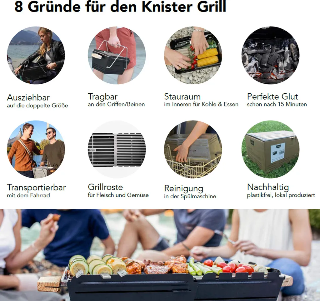 KNISTER Grill PREMIUM - Mobiler Holzkohlegrill Aus Edelstahl - GERMANY - 28-49x20cm 19 KNISTER Grill PREMIUM - Mobiler Holzkohlegrill Aus Edelstahl - GERMANY - 28-49x20cm – Bild 17