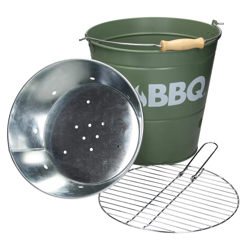 ECD Germany Grilleimer Ø 25cm Mit Grillrost Und Tragegriff, Eimergrill Aus Edelstahl In Matt Grün, Minigrill Mit Belüftung, Campinggrill Holzkohlegrill BBQ Grill Picknickgrill Grillkübel Feuerkübel 5 ECD Germany Grilleimer Ø 25cm Mit Grillrost Und Tragegriff, Eimergrill Aus Edelstahl In Matt Grün, Minigrill Mit Belüftung, Campinggrill Holzkohlegrill BBQ Grill Picknickgrill Grillkübel Feuerkübel – Bild 3