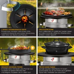 KESSER® Raketenofen Inkl. Grillpfanne Aus Gusseisen Mit Tragetasche Dutch Oven BBQ Rakete Holzofen Camping Campingkocher Campinggrill, Edelstahl, Farbe:Grau -Tepro Verkäufe 2024 8ddd6d804491b93b207539e7fe9cfc85