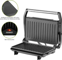 Monzana Kontaktgrill Antihaftbeschichtung BPA Frei Cool-Touch Griff Herausnehmbare Auffangschale 750W Tischgrill Sandwich Maker -Tepro Verkäufe 2024 8de8c004a5fc95a2cf0818b5f84b21c0