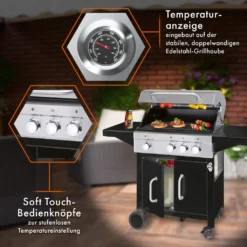 ProfiCook® Gasgrill 3 Brenner + 1 Seitenbrenner, Gas Grill Inkl. Gusseisen-Roste, Gasdruckminderer Und Schlauch, Für 5kg Gasflasche, Gasgrill Mit Kochplatte Und Temperaturanzeige , PC GG 1219 -Tepro Verkäufe 2024 8efbaae88d901d497102df67327c84b3