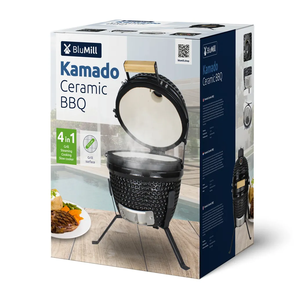 BluMill Kamado BBQ Ei - Keramikgrill 13 Zoll - Inkl. Fleischthermometer - Holzkohlegrill - Schwarz - Ø 27cm 12 BluMill Kamado BBQ Ei - Keramikgrill 13 Zoll - Inkl. Fleischthermometer - Holzkohlegrill - Schwarz - Ø 27cm – Bild 10