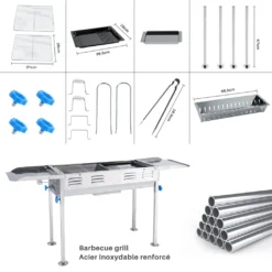 BIGZZIA Grill Aus Edelstahl, 2 In 1 Tragbarer Holzkohlegrill Mit Brat- Und BBQ-Funktion, Höhenverstellbarer Grill Holzkohle Mit Doppelseitiger Ablagefläche, Idealer BBQ-Grill Für Camping, Garten 8 BIGZZIA Grill Aus Edelstahl, 2 In 1 Tragbarer Holzkohlegrill Mit Brat- Und BBQ-Funktion, Höhenverstellbarer Grill Holzkohle Mit Doppelseitiger Ablagefläche, Idealer BBQ-Grill Für Camping, Garten -Tepro Verkäufe 2024 90cecb7a41db2a0986332bec45082370