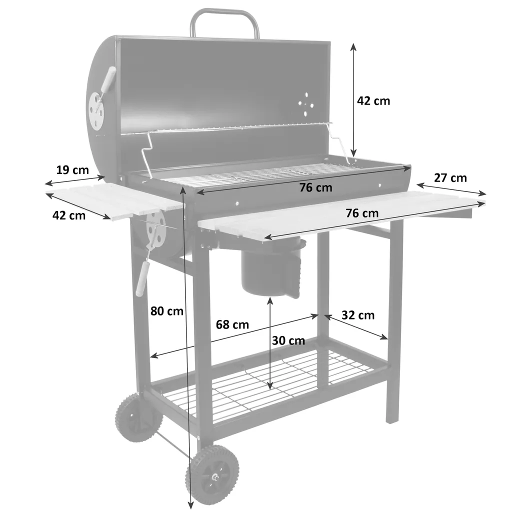 BBQ-Toro Holzkohle Grillwagen | Ø 42 X (L) 80 Cm | Premium Kohle Smoker Fahrbar 5 BBQ-Toro Holzkohle Grillwagen | Ø 42 X (L) 80 Cm | Premium Kohle Smoker Fahrbar – Bild 3