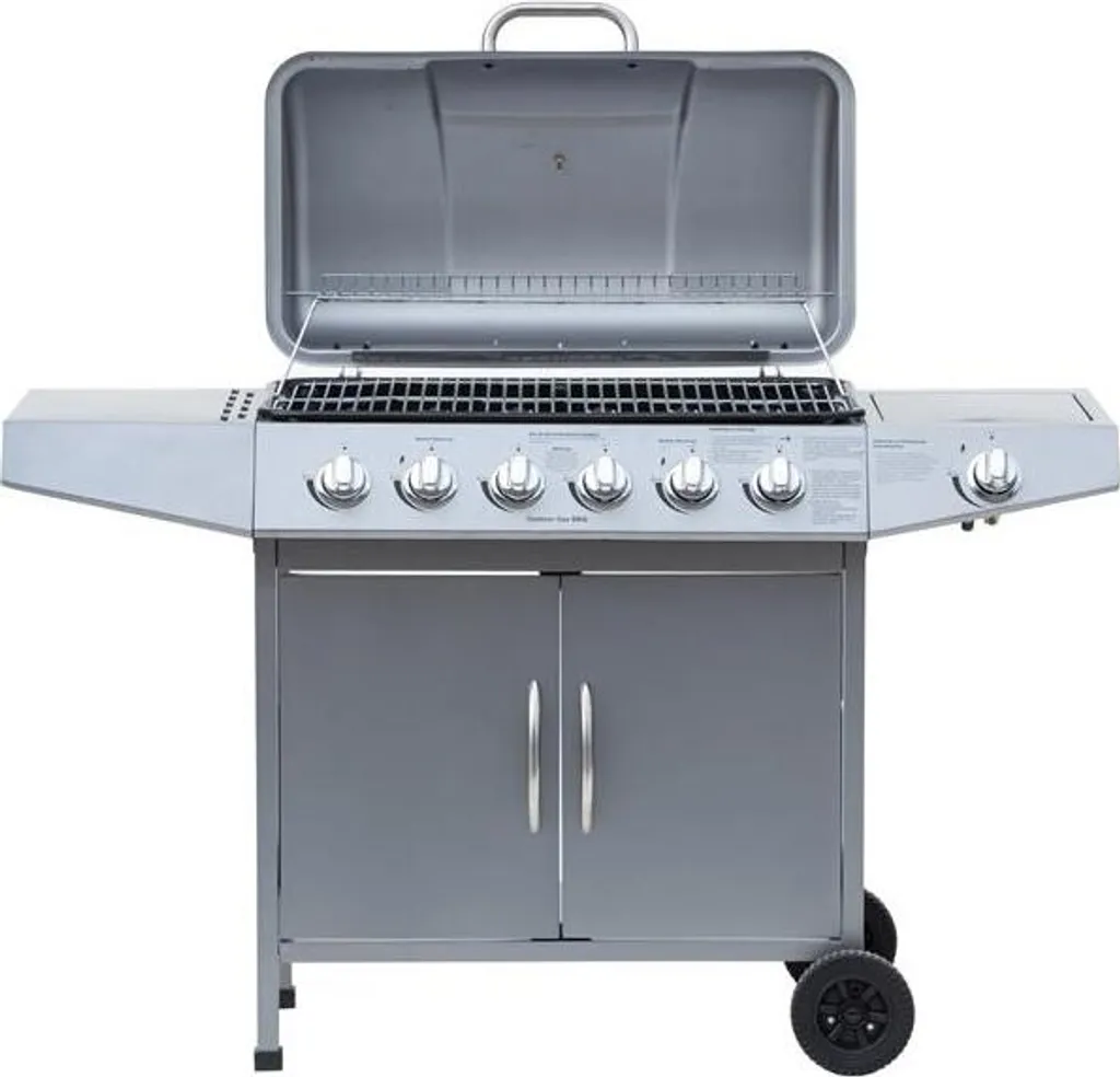 El Fuego Gasgrill / Grillwagen Dayton 6+1 Silber Grillfläche 69x35cm 4 El Fuego Gasgrill / Grillwagen Dayton 6+1 Silber Grillfläche 69x35cm – Bild 2