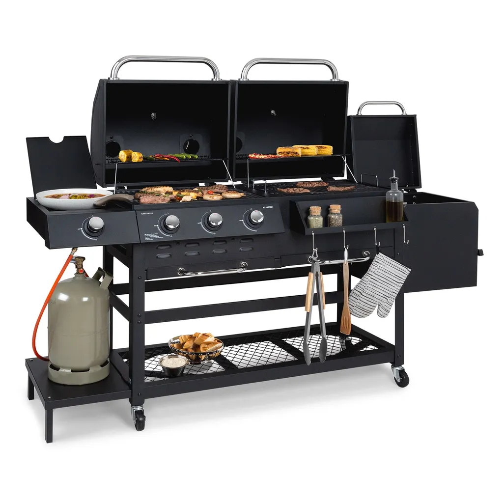 Klarstein Gasgrill Mit Smoker, Gasgrill Mit 4 Brenner, 13,5kW Edelstahl-Gasgrill, BBQ Gasgrill Für Balkon & Garten, Grill Für Gas & Kohle, Gasgrills Mit 4 Brenner & Thermometer 4 Klarstein Gasgrill Mit Smoker, Gasgrill Mit 4 Brenner, 13,5kW Edelstahl-Gasgrill, BBQ Gasgrill Für Balkon & Garten, Grill Für Gas & Kohle, Gasgrills Mit 4 Brenner & Thermometer – Bild 2