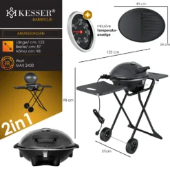 KESSER® Elektrischer Elektrogrill 2in1 Tischgrill - Standgrill Mit Deckel Und Standfuß | Max. 2400 Watt | Faltbar | Thermometer | Antihaftbeschichtung | Grillplatte Abstelltische | 2 Räder | , Farbe:Schwarz 20 KESSER® Elektrischer Elektrogrill 2in1 Tischgrill - Standgrill Mit Deckel Und Standfuß | Max. 2400 Watt | Faltbar | Thermometer | Antihaftbeschichtung | Grillplatte Abstelltische | 2 Räder | , Farbe:Schwarz -Tepro Verkäufe 2024 947c86bf89a2355638125a1baf85d8de