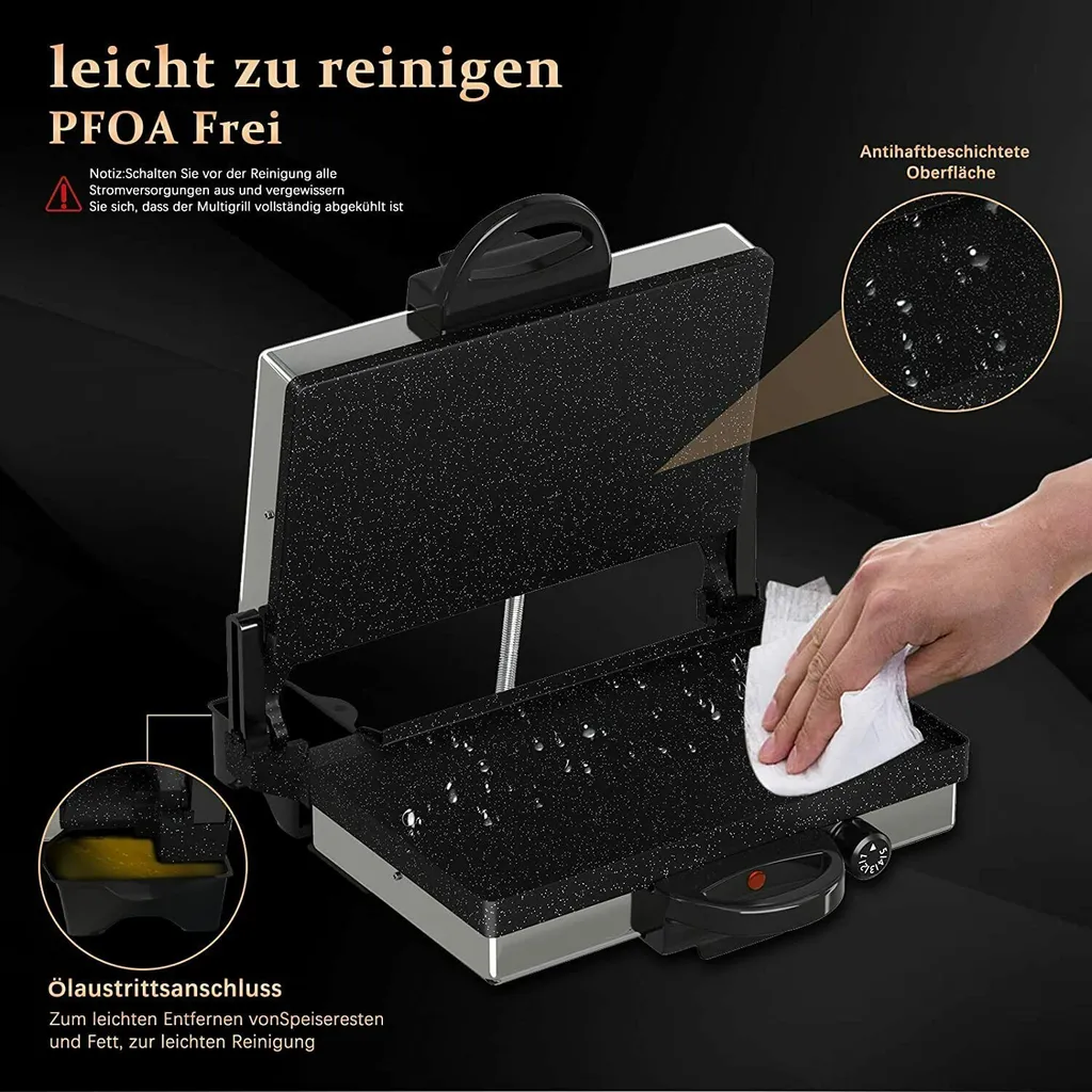 Kontaktgrill, Scheffler 2000W Optigrill, Multi Grill, Lahmacun Makinasi, Grill, Toaster, Brotmaschine, Edelstahl Tischgrill Mit Grill, Brotbackform, Kasserolle, Antihaft-Beschichtung 9 Kontaktgrill, Scheffler 2000W Optigrill, Multi Grill, Lahmacun Makinasi, Grill, Toaster, Brotmaschine, Edelstahl Tischgrill Mit Grill, Brotbackform, Kasserolle, Antihaft-Beschichtung – Bild 7