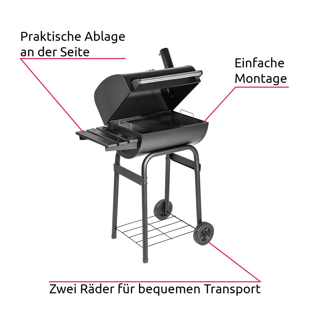 Tectake Holzkohlegrill Mit Deckel Und Thermometer - Schwarz 5 Tectake Holzkohlegrill Mit Deckel Und Thermometer - Schwarz – Bild 3