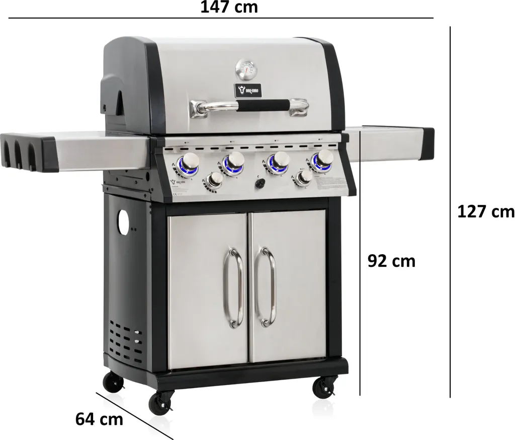BBQ-Toro Premium Edelstahl Gasgrill 4+1+1 - 4 Brenner Mit Seitenbrenner Und Backburner 4 BBQ-Toro Premium Edelstahl Gasgrill 4+1+1 - 4 Brenner Mit Seitenbrenner Und Backburner – Bild 2