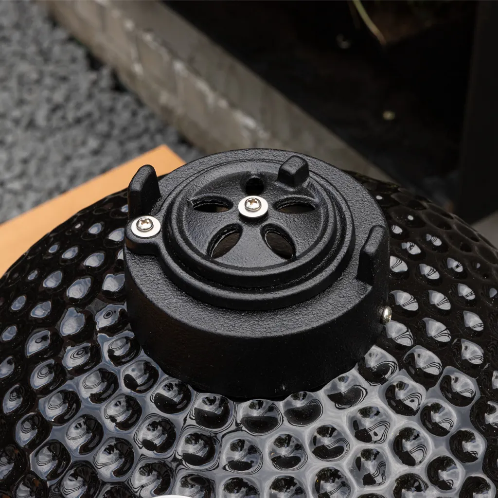 BluMill Kamado BBQ Ei - Keramikgrill 13 Zoll - Inkl. Fleischthermometer - Holzkohlegrill - Schwarz - Ø 27cm 4 BluMill Kamado BBQ Ei - Keramikgrill 13 Zoll - Inkl. Fleischthermometer - Holzkohlegrill - Schwarz - Ø 27cm – Bild 2