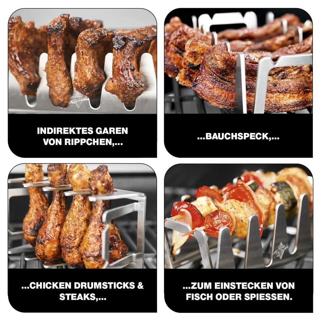 BBQ Rescher Multi-Grillständer Bavarian Multi Grill Rack Spareribs Drumsticks Grillgut Bauchfleisch Fisch Spieße Wammerl Resche DHDL Höhle Der Löwen 5 BBQ Rescher Multi-Grillständer Bavarian Multi Grill Rack Spareribs Drumsticks Grillgut Bauchfleisch Fisch Spieße Wammerl Resche DHDL Höhle Der Löwen – Bild 3