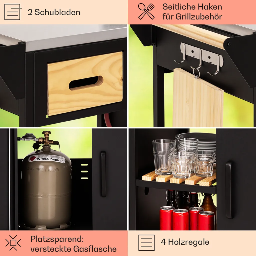 Klarstein Gasgrill Für Camping Balkon Garten, Grill Mit 6 Brenner, 20400W Edelstahl-Gasgrill, Outdoor Gasgrill Mit Seitenbrenner, Gas Grill Kombigrill Für Propan/Butan, Gasgrills Mit Grillabdeckung 7 Klarstein Gasgrill Für Camping Balkon Garten, Grill Mit 6 Brenner, 20400W Edelstahl-Gasgrill, Outdoor Gasgrill Mit Seitenbrenner, Gas Grill Kombigrill Für Propan/Butan, Gasgrills Mit Grillabdeckung – Bild 5