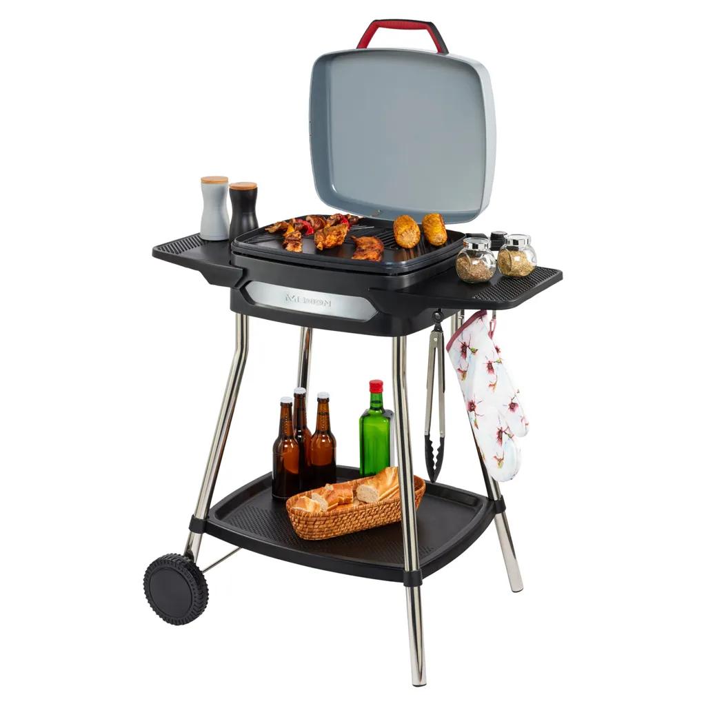 MEDION Elektrogrill (Standgrill, Tischgrill, Grillwagen, Für Balkon Garten Camping, Mit Deckel, 2 Seitentische, 2000 Watt, Antihaftbeschichtung, Rollen, Fettauffangschale, MD10864) 8 MEDION Elektrogrill (Standgrill, Tischgrill, Grillwagen, Für Balkon Garten Camping, Mit Deckel, 2 Seitentische, 2000 Watt, Antihaftbeschichtung, Rollen, Fettauffangschale, MD10864) – Bild 6