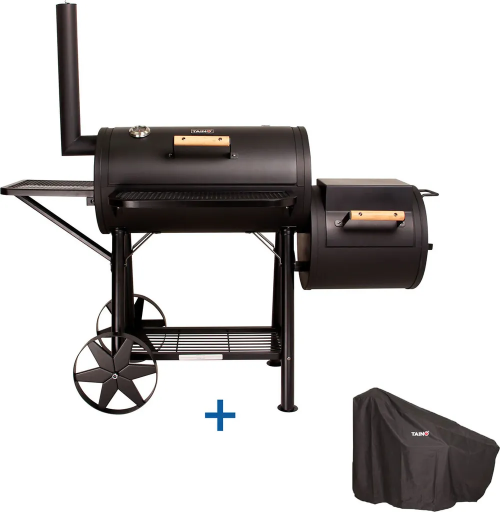 TAINO YUMA Smoker 90kg Set Mit Abdeckhaube Holzkohle-Grill BBQ Räucherofen 3 TAINO YUMA Smoker 90kg Set Mit Abdeckhaube Holzkohle-Grill BBQ Räucherofen
