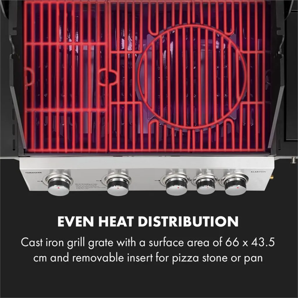 Klarstein Gasgrill Mit Großer Grillfläche, Gasgrill 1 Seitenbrenner & 4 Brenner, 17,1kW Edelstahl-Gasgrill, BBQ Gasgrill Für Balkon & Garten, Grill Für Propan, Gasgrills Mit 5 Brenner & Thermometer 9 Klarstein Gasgrill Mit Großer Grillfläche, Gasgrill 1 Seitenbrenner & 4 Brenner, 17,1kW Edelstahl-Gasgrill, BBQ Gasgrill Für Balkon & Garten, Grill Für Propan, Gasgrills Mit 5 Brenner & Thermometer – Bild 7