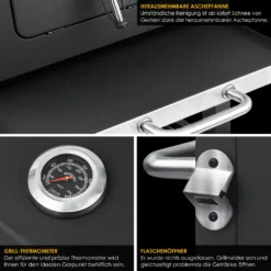 KESSER® Grill Grillwagen XXL Holzkohlegrill Mit Deckel, Rädern, Edelstahl-Griff, Grillrost Und Thermometer Holzkohle Kohlegrill Wagen Groß Kohle BBQ Barbeque Camping, Terrasse, Garten, Farbe:Grau -Tepro Verkäufe 2024 a51b1f72787909219246da41c255a685