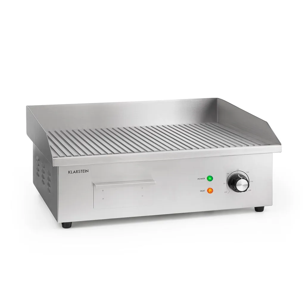 Klarstein Grillmeile 3000R Pro Gusseisen Grillplatte Elektrisch, Grillfläche: 54,5 X 35 Cm (geriffelt), Stufenlos 50-300 °C, 3000 Watt, Profi Elektrogrill Mit Spritzschutz, Edelstahl 3 Klarstein Grillmeile 3000R Pro Gusseisen Grillplatte Elektrisch, Grillfläche: 54,5 X 35 Cm (geriffelt), Stufenlos 50-300 °C, 3000 Watt, Profi Elektrogrill Mit Spritzschutz, Edelstahl