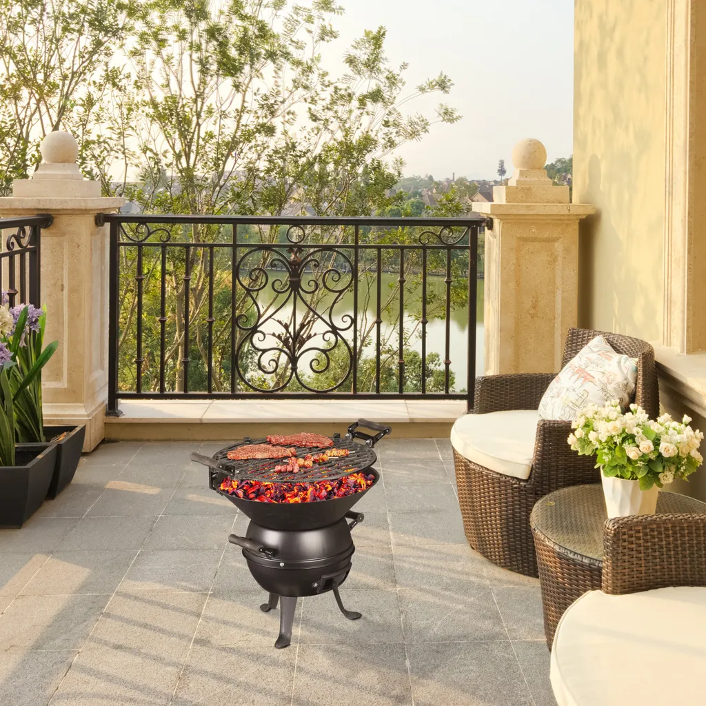 Relaxdays Grillfass Aus Gusseisen 4 Relaxdays Grillfass Aus Gusseisen – Bild 2