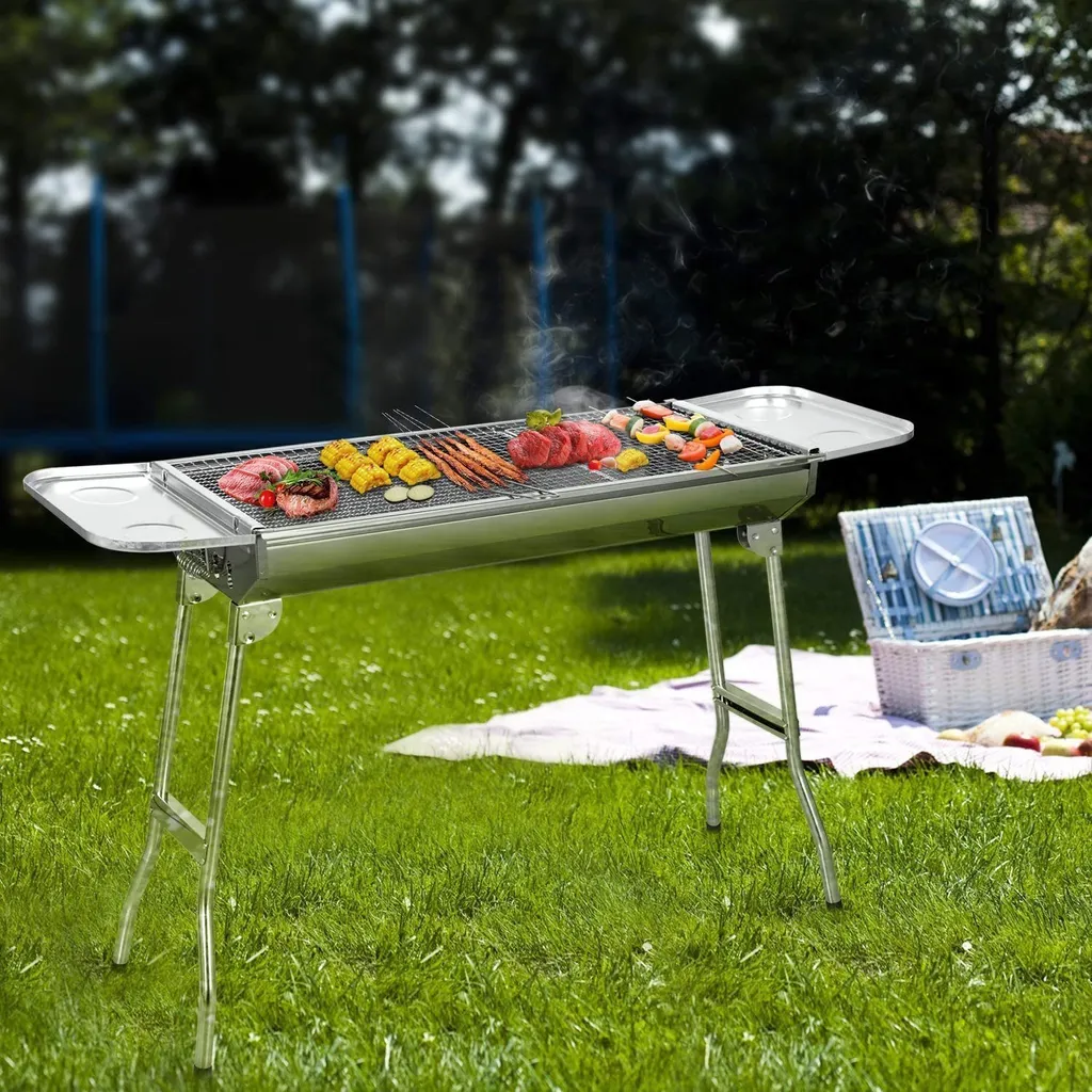 SunJas Holzkohlegrill CA-12, Tragbar, Klappgrill, Mit 2 Stück Grillrost Standgrill, Edelstahl Klappgrill,BBQ Standgrill Tragbar Camping Grill Campinggrill 7 SunJas Holzkohlegrill CA-12, Tragbar, Klappgrill, Mit 2 Stück Grillrost Standgrill, Edelstahl Klappgrill,BBQ Standgrill Tragbar Camping Grill Campinggrill – Bild 5