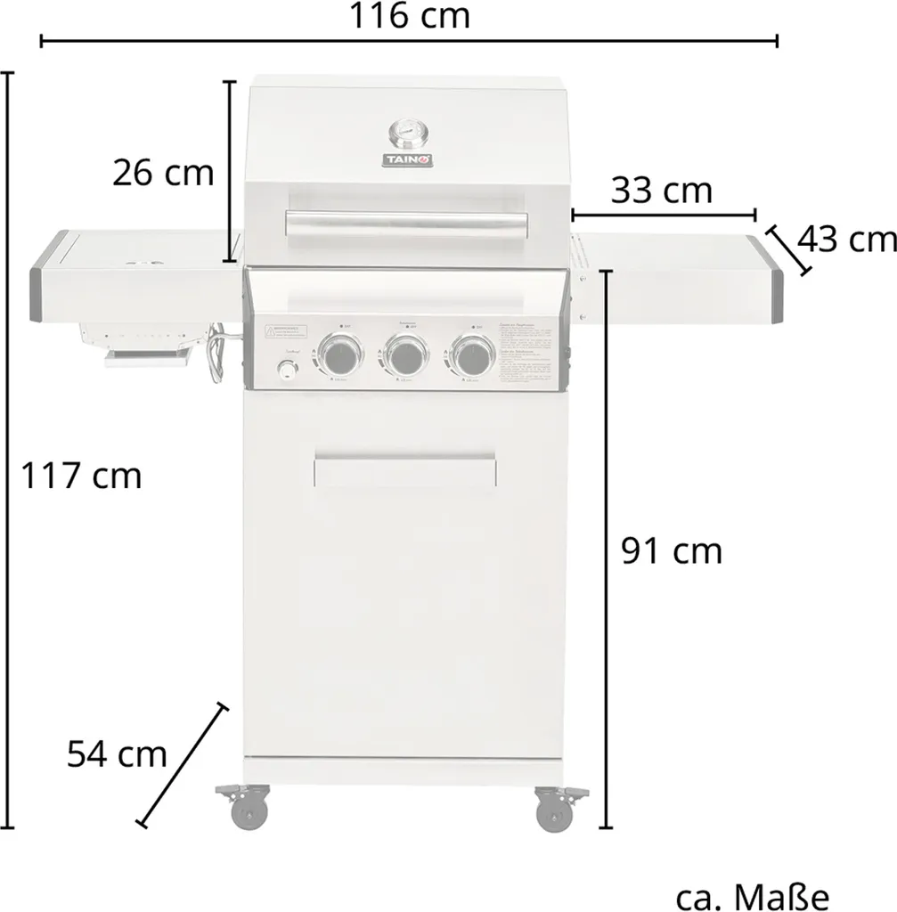 TAINO PLATINUM 2+1 Gasgrill Komplett Edelstahl 4-Brenner Silber Grillwagen BBQ Keramik-Brenner Sear-Zone 9 TAINO PLATINUM 2+1 Gasgrill Komplett Edelstahl 4-Brenner Silber Grillwagen BBQ Keramik-Brenner Sear-Zone – Bild 7