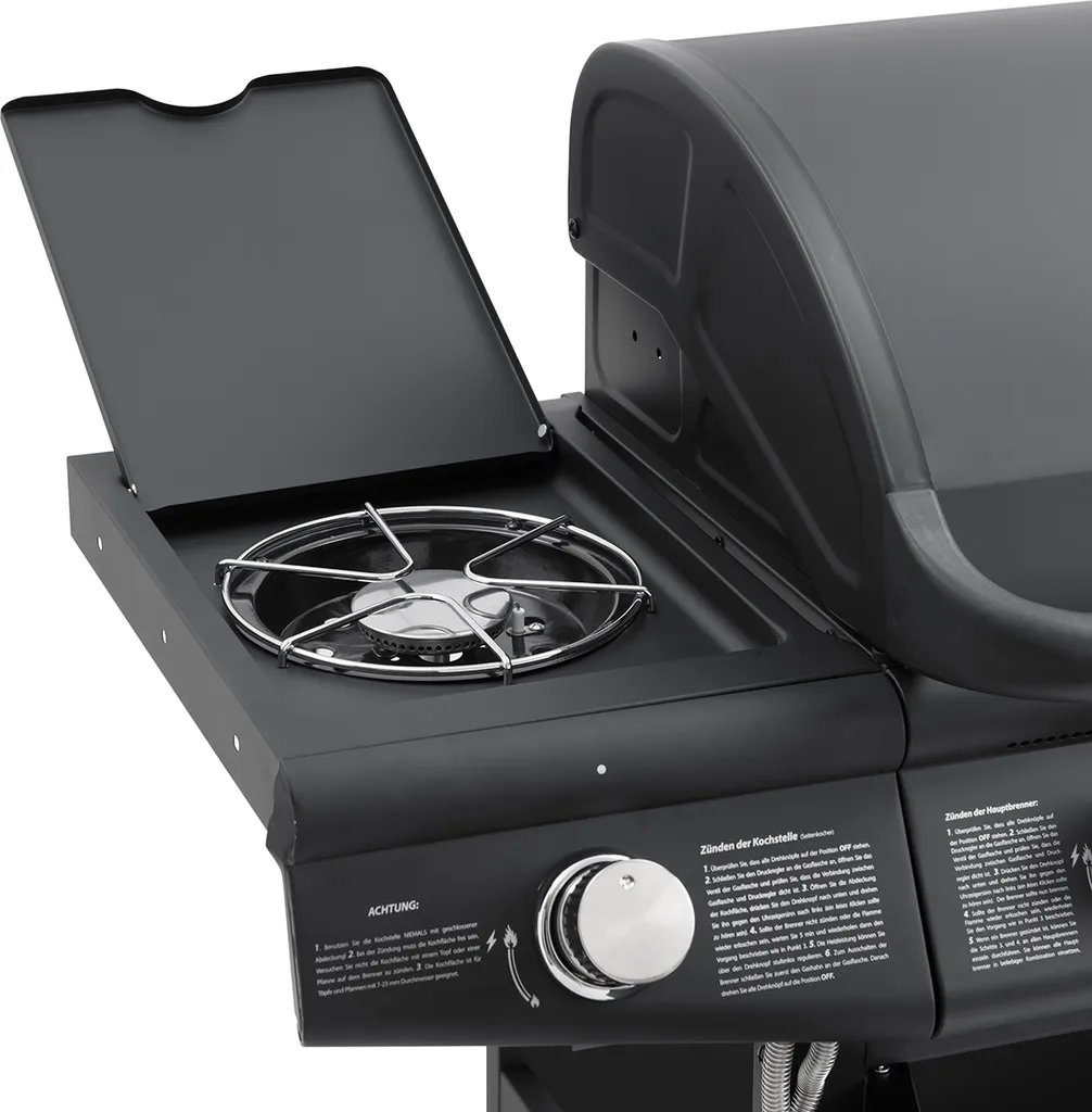 TAINO RED 4+1 Gasgrill Schwarz 4 Edelstahl Brenner Seitenkocher - Weiterentwicklung Des TAINO 4+1 PRO 8 TAINO RED 4+1 Gasgrill Schwarz 4 Edelstahl Brenner Seitenkocher - Weiterentwicklung Des TAINO 4+1 PRO – Bild 6