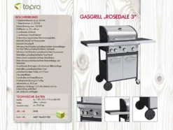 Tepro Gasgrill Rosedale, 3-Brenner Mit Seitenkocher, Max. 12,8 Kw, Grillfläche: 53 X 40 Cm 25 Tepro Gasgrill Rosedale, 3-Brenner Mit Seitenkocher, Max. 12,8 Kw, Grillfläche: 53 X 40 Cm -Tepro Verkäufe 2024 adc0b35d18b5c7546faf6cf7e2c8458a