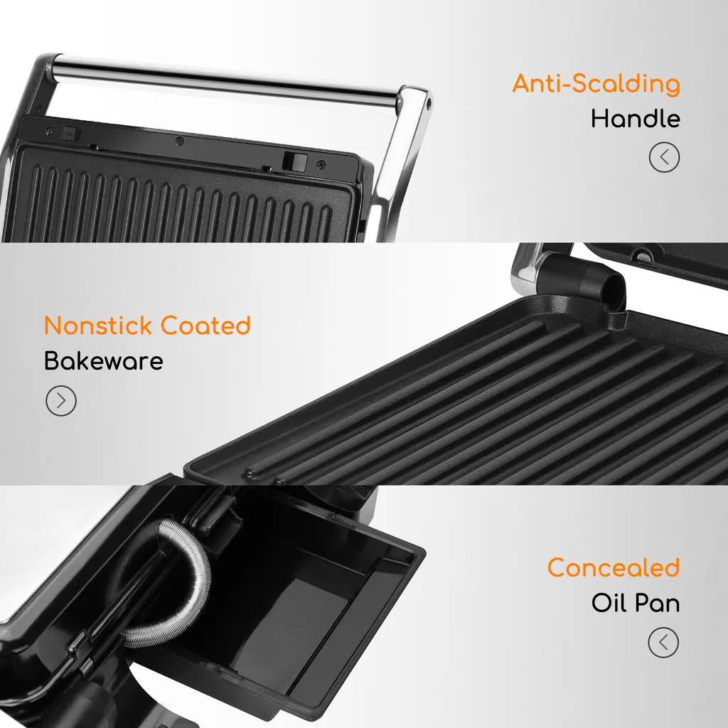 Aigostar Kontaktgrill, Sandwichmaker, 180° Aufklappbar Als Tischgrill, Panini Grill Mit Abnehmbaren Platten, Regelbarer Thermostat &Timer, Antihaftbeschichtet, 2000W 13 Aigostar Kontaktgrill, Sandwichmaker, 180° Aufklappbar Als Tischgrill, Panini Grill Mit Abnehmbaren Platten, Regelbarer Thermostat &Timer, Antihaftbeschichtet, 2000W – Bild 11