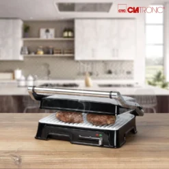 Clatronic KG 3571 Elektrischer Kontaktgrill, Multigrill, Für Beidseitiges & Fettfreies Grillen, Antihaftbeschichtete Platten, Kabelaufwicklung, 2000 Watt, Edelstahl -Tepro Verkäufe 2024 af993e8fd06637f15c8cb98e59494beb