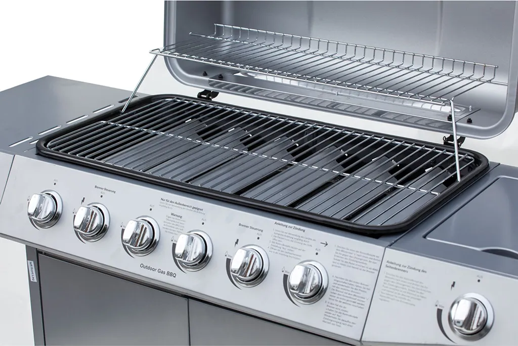 El Fuego Gasgrill / Grillwagen Dayton 6+1 Silber Grillfläche 69x35cm 7 El Fuego Gasgrill / Grillwagen Dayton 6+1 Silber Grillfläche 69x35cm – Bild 5