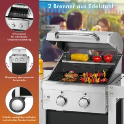ProfiCook Gasgrill, Mit Klappbaren Seitentischen, 2 Edelstahlbrenner, Stufenlose Temperatursteuerung, Inkl. Temperaturanzeige, Balkon-Grill, Grillfläche: 43 X 39 Cm, PC-GG 1255 15 ProfiCook Gasgrill, Mit Klappbaren Seitentischen, 2 Edelstahlbrenner, Stufenlose Temperatursteuerung, Inkl. Temperaturanzeige, Balkon-Grill, Grillfläche: 43 X 39 Cm, PC-GG 1255 -Tepro Verkäufe 2024 b0d3f99e3f8c5fc57444ce407afd22b9