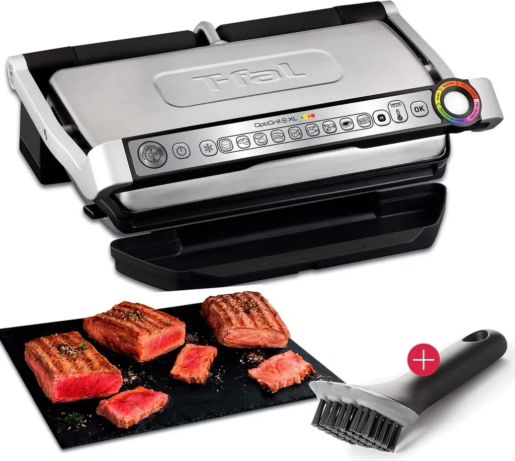 Tefal OptiGrill+ XL Kontaktgrill Edelstahl 2000W GC722D + OXO Reinigungsbürste 3 Tefal OptiGrill+ XL Kontaktgrill Edelstahl 2000W GC722D + OXO Reinigungsbürste