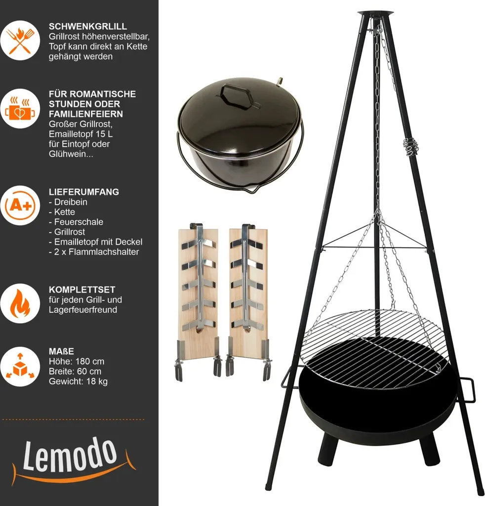 Grill Schwenkgrill Feuerschale Mit Topf Und 2 Flammlachs-Haltern 2341 14 Grill Schwenkgrill Feuerschale Mit Topf Und 2 Flammlachs-Haltern 2341 – Bild 12