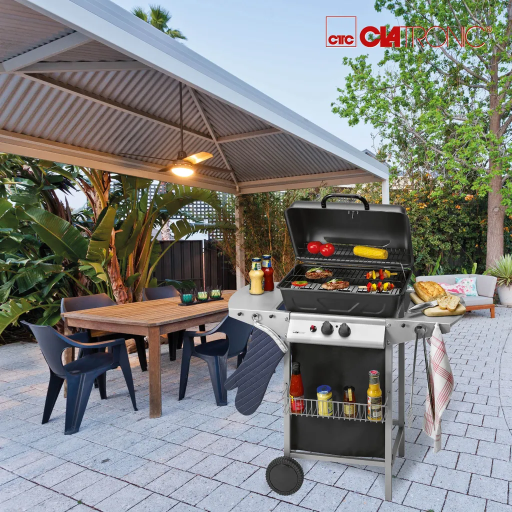 Clatronic GG 3590 Gasgrill 2 Brenner, 2 Heizzonen Für Individuelle Temperatursteuerung, Stufenlose Temperatureinstellung, Herausnehmbarer Fettauffangbehälter, Temperaturanzeige 6 Clatronic GG 3590 Gasgrill 2 Brenner, 2 Heizzonen Für Individuelle Temperatursteuerung, Stufenlose Temperatureinstellung, Herausnehmbarer Fettauffangbehälter, Temperaturanzeige – Bild 4