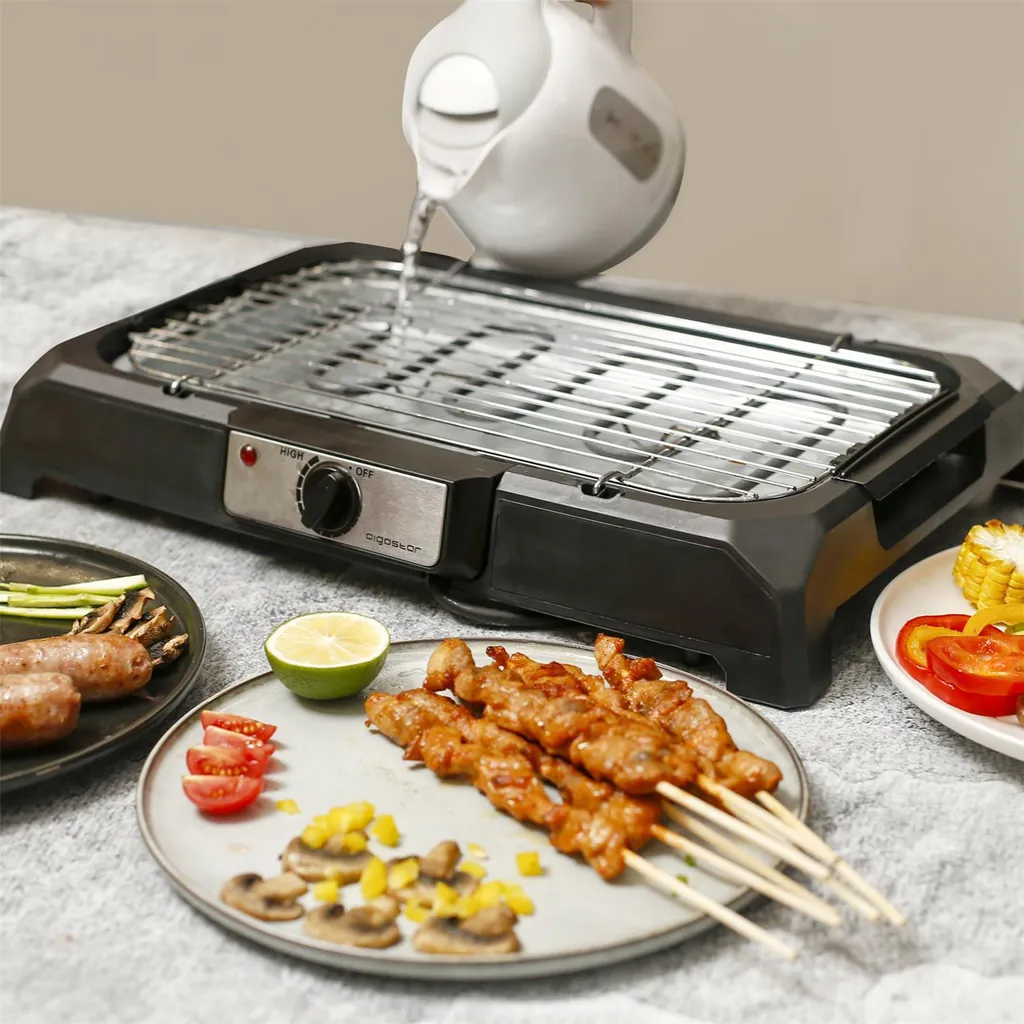 Aigostar Tischgrill Elektrisch, Barbecue Elektrogrill 2000W, 41 X 24 Cm Grillfläche, Smokeless Elektrischer Grill, BBQ Grill Für Balkon Indoor Party, Schwarz 6 Aigostar Tischgrill Elektrisch, Barbecue Elektrogrill 2000W, 41 X 24 Cm Grillfläche, Smokeless Elektrischer Grill, BBQ Grill Für Balkon Indoor Party, Schwarz – Bild 4