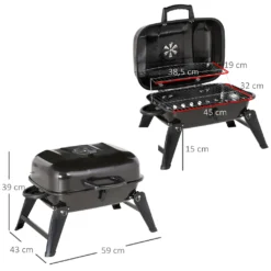 Outsunny Klappgrill Kohlegrill Standgrill Tragbar Tischgrill Garten BBQ Metall Schwarz 59 X 43 X 39 Cm -Tepro Verkäufe 2024 b37d57be3ba95df04eeb737840e54a81