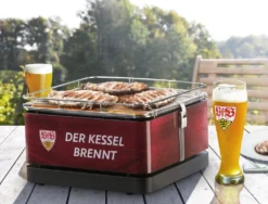 Feuderdesign Teide - VfB Stuttgart Holzkohle Tischgrill Mit Lüfter - 2009236 Rot, Stück:Stück