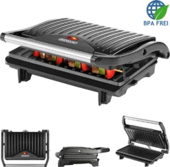 Monzana Kontaktgrill Antihaftbeschichtung BPA Frei Cool-Touch Griff Herausnehmbare Auffangschale 750W Tischgrill Sandwich Maker -Tepro Verkäufe 2024 b4d3fc6dcc9645521afd9f48a2d72322