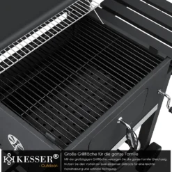 KESSER® Grill Grillwagen XXL Holzkohlegrill Mit Deckel, Rädern, Edelstahl-Griff, Grillrost Und Thermometer Holzkohle Kohlegrill Wagen Groß Kohle BBQ Barbeque Camping, Terrasse, Garten, Farbe:Grau -Tepro Verkäufe 2024 b5655ed52869d18b13d7b1f8c1c55478