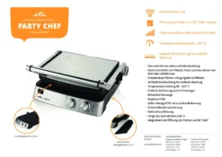 ETA PARTY CHEF Kontaktgrill ETA515590000, 2000 W, 2x Austauschbare, Antihaftbeschichtete Platten Mit Gerippter Grillfläche, Temperaturregelung 80 °C - 220 °C, 3 Betriebspositionen 21 ETA PARTY CHEF Kontaktgrill ETA515590000, 2000 W, 2x Austauschbare, Antihaftbeschichtete Platten Mit Gerippter Grillfläche, Temperaturregelung 80 °C - 220 °C, 3 Betriebspositionen -Tepro Verkäufe 2024 b5eb2cdb5220bc54d1dc8ed9e0748549