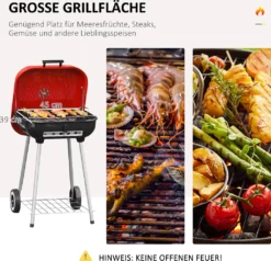 Outsunny Holzkohlegrill Grillwagen Kugelgrill Auf Rollen Ablage Mit Deckel BBQ Metall Rot 46 X 52,5 X 76cm -Tepro Verkäufe 2024 b9246bef49af0d114d762e899abb75d6