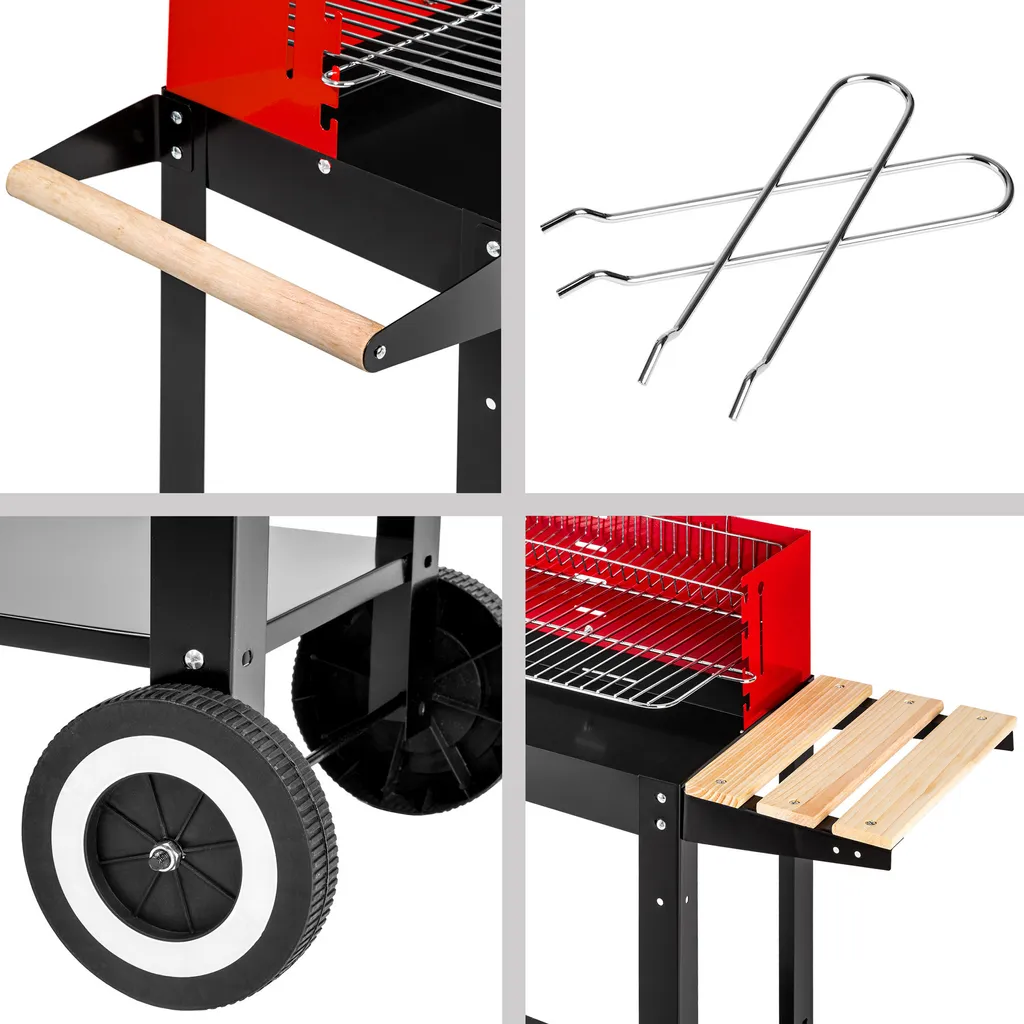 Tectake Holzkohlegrill Grillwagen - Schwarz/rot 9 Tectake Holzkohlegrill Grillwagen - Schwarz/rot – Bild 7