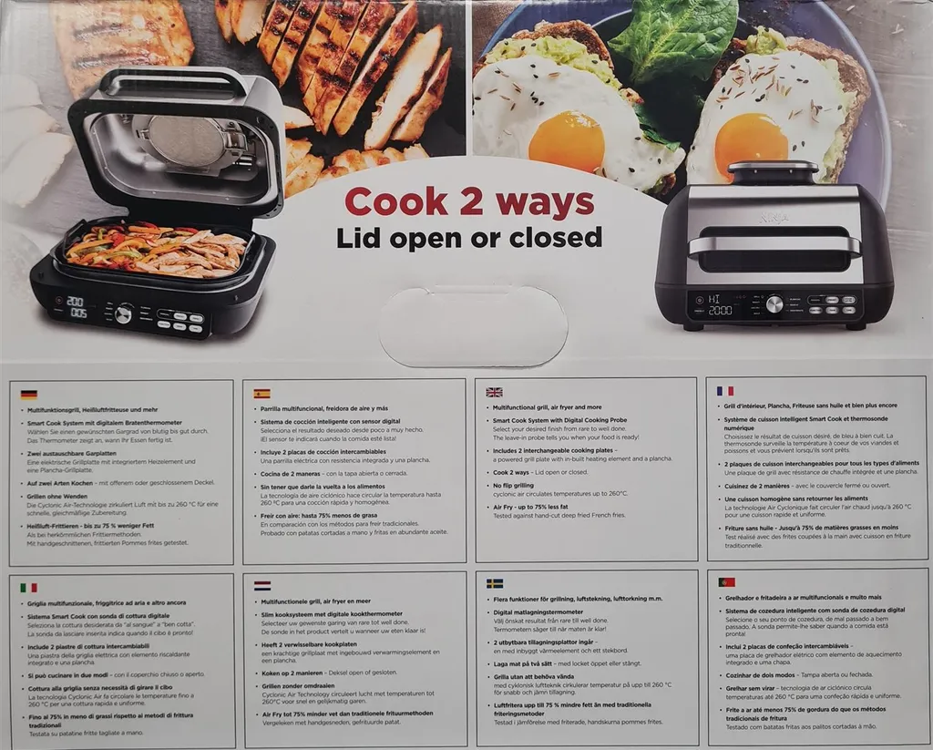 Ninja AG651EU Foodi MAX PRO Grill & Heißluftfritteuse, 7 Zubereitungsfunktionen, 2 Grillplatten, 3,8 L - Silber/Schwarz 13 Ninja AG651EU Foodi MAX PRO Grill & Heißluftfritteuse, 7 Zubereitungsfunktionen, 2 Grillplatten, 3,8 L - Silber/Schwarz – Bild 11