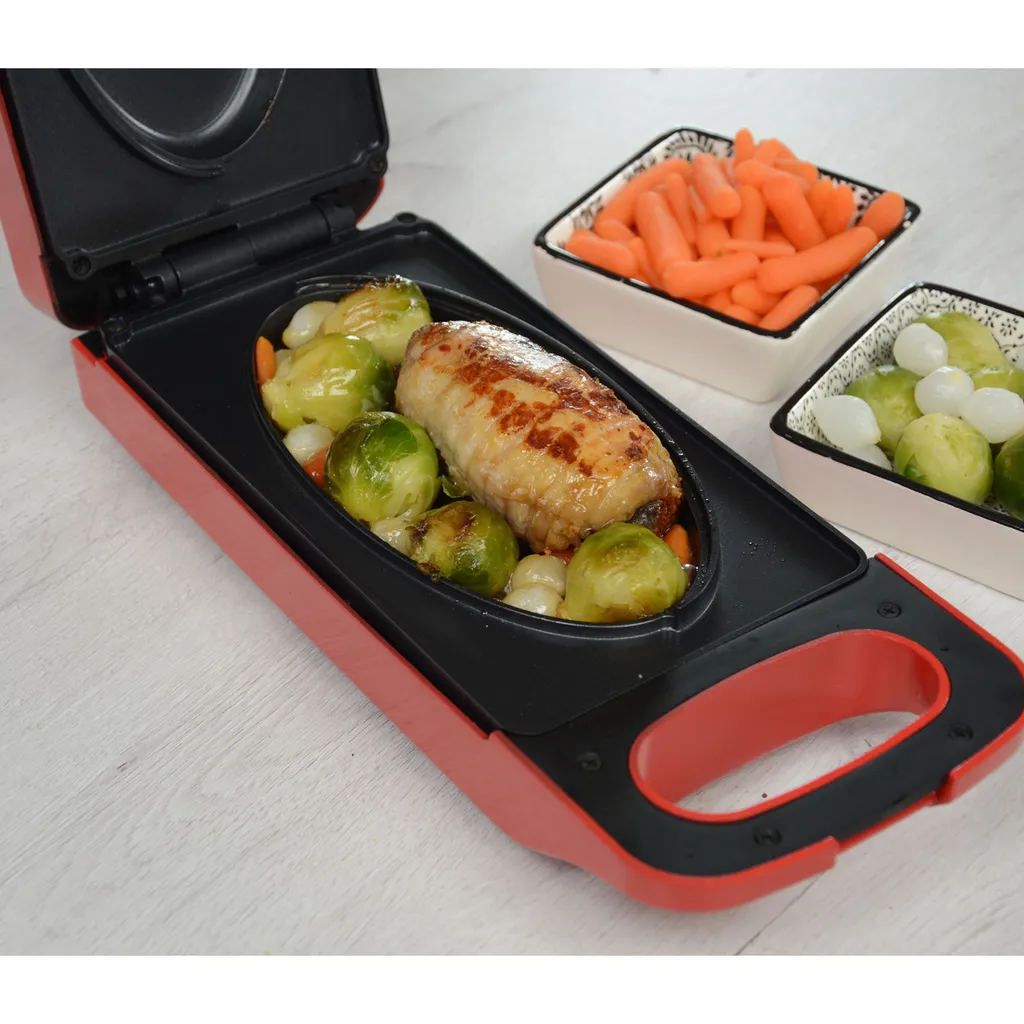 Express Cooker® Multi-Grill Mit Wendefunktion, 3 In1-Toasten-Backen-Braten, Anti-Haft Beschichtung, 800 Watt, Rot - Original Aus Der TV Werbung 9 Express Cooker® Multi-Grill Mit Wendefunktion, 3 In1-Toasten-Backen-Braten, Anti-Haft Beschichtung, 800 Watt, Rot - Original Aus Der TV Werbung – Bild 7