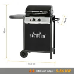 BIGHORN Gasgrill 2 Brenner Mit Seitenablage, Grillwagen Mit Räder, Warmhalte- Und Grillrost -Tepro Verkäufe 2024 c124d40590cac5c8c666b66f841ff36a