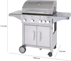 Proficook Gasgrill PC-GG 1181silber 4 Edelstahl-Brenner +zusätzliche Kochstelle (4+1) -Tepro Verkäufe 2024 c192da9c428e32bea15de5a02d46ea93