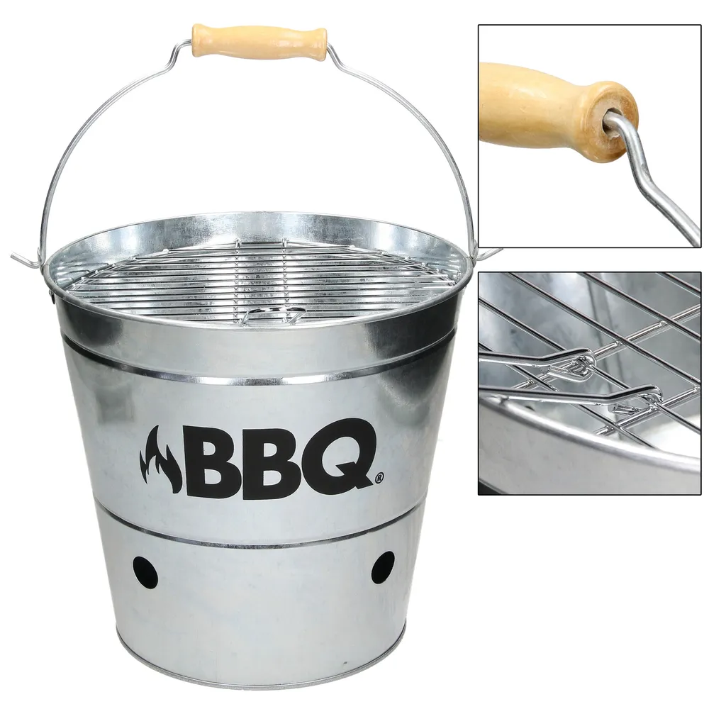 ECD Germany Grilleimer Ø 25cm Mit Grillrost Und Tragegriff, Eimergrill Aus Edelstahl In Silber, Minigrill Mit Belüftung, Campinggrill Holzkohlegrill BBQ Grill Picknickgrill Grillkübel Feuerkübel 7 ECD Germany Grilleimer Ø 25cm Mit Grillrost Und Tragegriff, Eimergrill Aus Edelstahl In Silber, Minigrill Mit Belüftung, Campinggrill Holzkohlegrill BBQ Grill Picknickgrill Grillkübel Feuerkübel – Bild 5