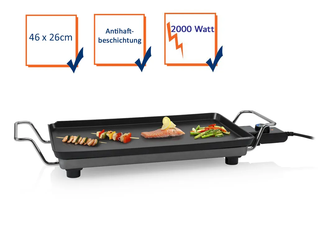 Princess Tischgrill/ Teppanyaki Grill 102300, Arbeitsfläche, Aluminium, Schwarz, Aluminium, 460 X 260 Mm, 6 Person(en) 5 Princess Tischgrill/ Teppanyaki Grill 102300, Arbeitsfläche, Aluminium, Schwarz, Aluminium, 460 X 260 Mm, 6 Person(en) – Bild 3